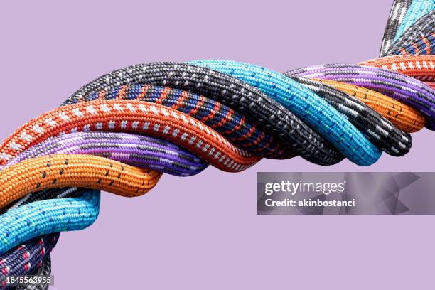 corde intrecciate colorate, paracord - vicinanza foto e immagini stock