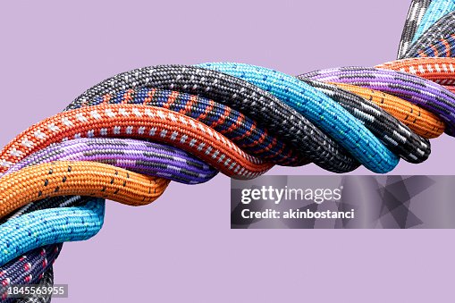 Colorful twisted ropes, paracords Colorful twisted ropes, paracords