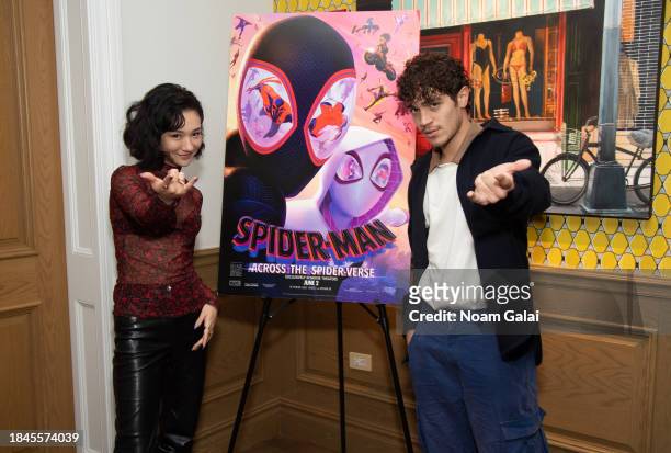 Minnie Mills and David Iacono attend a screening of 'Spider-Man: Across The Spider-Verse' at Crosby Hotel on December 10, 2023 in New York City.