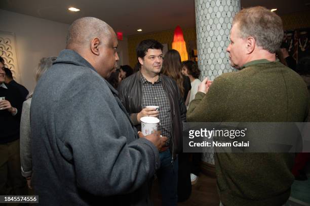 Kemp Powers and Christopher Miller attend a screening of 'Spider-Man: Across The Spider-Verse' at Crosby Hotel on December 10, 2023 in New York City.