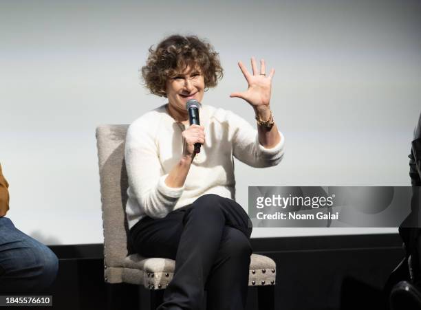 Amy Pascal attends a Q&A for 'Spider-Man: Across The Spider-Verse' at Crosby Hotel on December 10, 2023 in New York City.