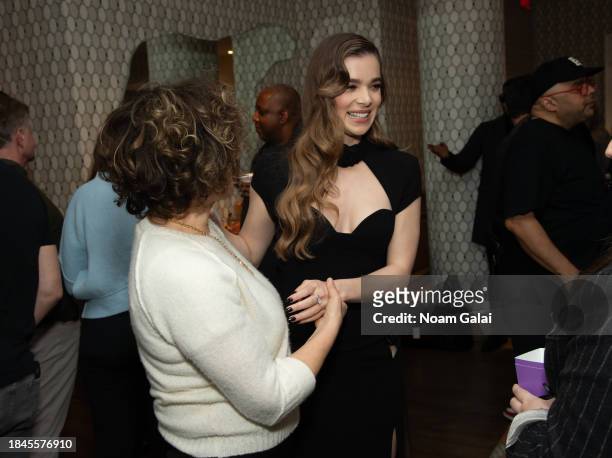 Amy Pascal and Hailee Steinfeld attend a screening of 'Spider-Man: Across The Spider-Verse' at Crosby Hotel on December 10, 2023 in New York City.