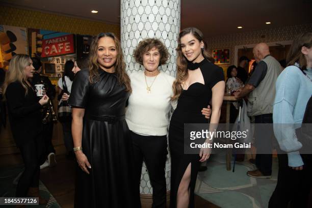 Luna Lauren Velez, Amy Pascal and Hailee Steinfeld attend a screening of 'Spider-Man: Across The Spider-Verse' at Crosby Hotel on December 10, 2023...