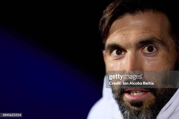 Eder Sarabia, head coach of FC Andorra looks on before the LaLiga Hypermotion match between SD Eibar and FC Andorra at Ipurua Municipal Stadium on...