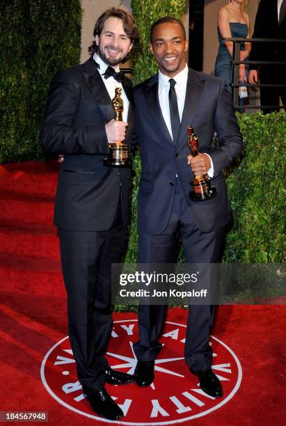 Writer Mark Boal and actor Anthony Mackie arrive at the 2010 Vanity Fair Oscar Party held at Sunset Tower on March 7, 2010 in West Hollywood,...