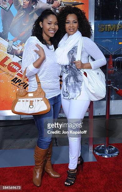 Actress LisaRaye McCoy and daughter Kai arrive to the Los Angeles Premiere "The Losers" at Grauman's Chinese Theatre on April 20, 2010 in Hollywood,...