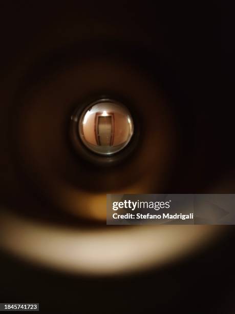 through the peephole of the door - camera monitor house stock pictures, royalty-free photos & images