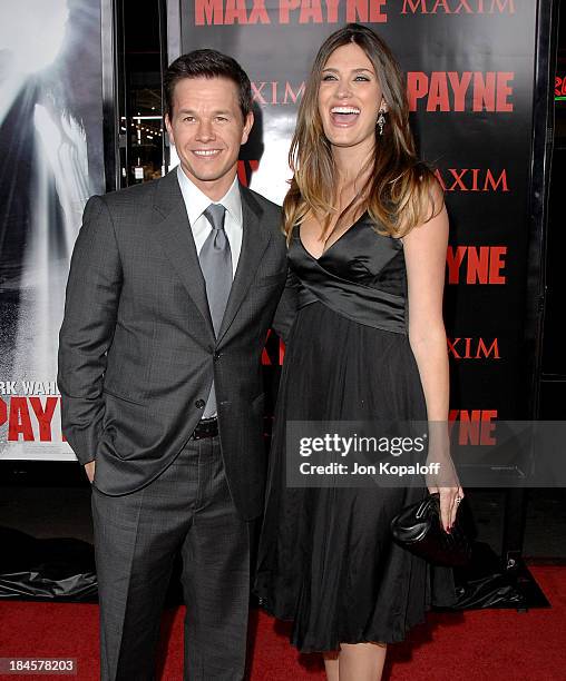 Actor Mark Wahlberg and model Rhea Durham arrive at the Los Angeles Premiere "Max Payne" at the Grauman's Chinese Theater on October 13, 2008 in...