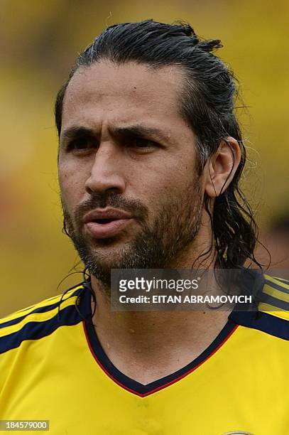 Colombian football player Mario Alberto Yepes is pictured before the start of the Brazil 2014 FIFA World Cup South American qualifier match against...