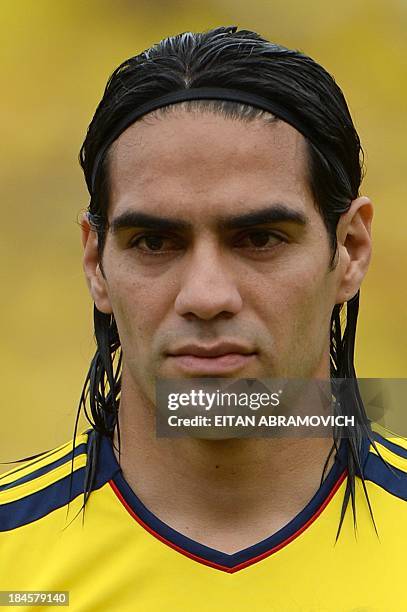 Colombian football player Radamel Falcao Garcia is pictured before the start of the Brazil 2014 FIFA World Cup South American qualifier match against...