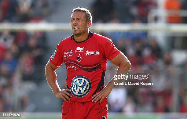 Jonny Wilkinson of Toulon looks on during the Heineken Cup Pool 2 match between Toulon and Glasgow Warriors at the Felix Mayol Stadium on October 13,...
