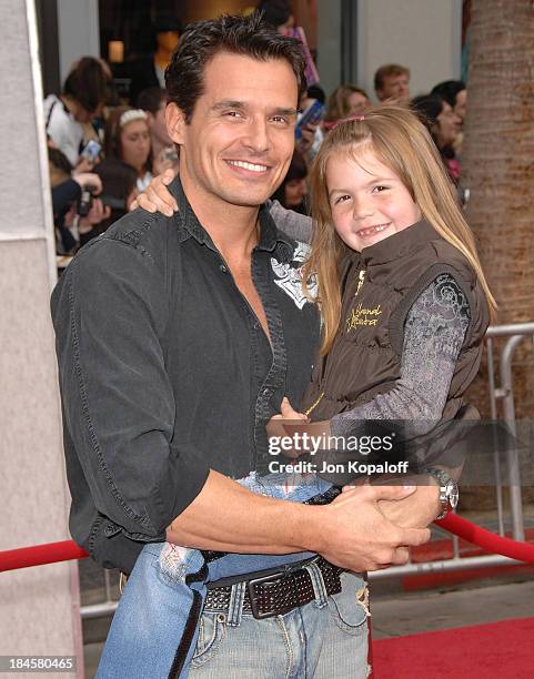 Actor Antonio Sabato Jr. And daughter Mina Bree Sabato arrive at the Los Angeles Premiere "Hannah Montana The Movie" at the El Capitan Theatre on...