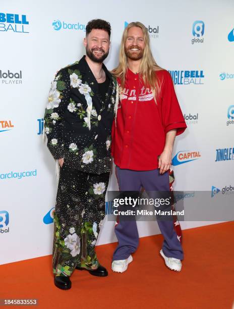 Calum Scott and Sam Ryder attend the Capital's Jingle Bell Ball 2023 at The O2 Arena on December 10, 2023 in London, England.