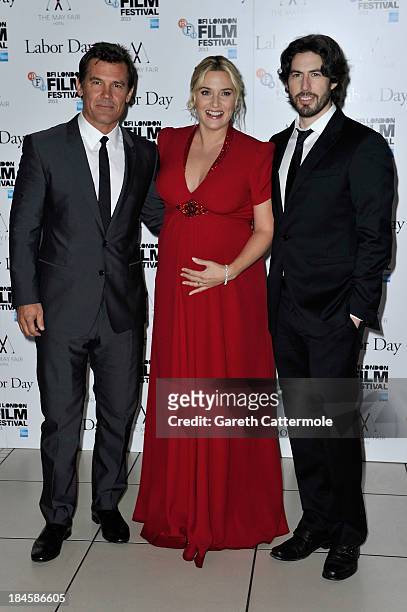 Actors Josh Brolin, Kate Winslet and director Jason Reitman attend the Mayfair Gala European Premiere of "Labor Day" during the 57th BFI London Film...