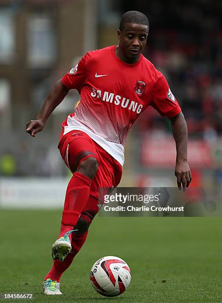 Kevin Lisbie of Leyton Orient attacks during the Sky Bet League One match between Leyton Orient and MK Dons at The Matchroom Stadium on October 12,...