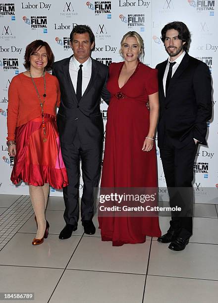 Clare Stewart, actors Josh Brolin, Kate Winslet and director Jason Reitman attend the Mayfair Gala European Premiere of "Labor Day" during the 57th...