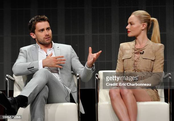 Christian Cooke and Kate Bosworth speak onstage during Crackle's "The Art of More" at the 2015 Summer TCA Tour at The Beverly Hilton Hotel on August...