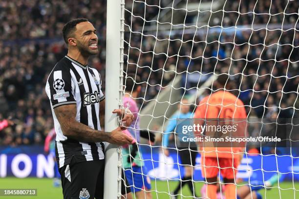 Callum Wilson of Newcastle United shows his frustration during the UEFA Champions League match between Newcastle United FC and AC Milan at St. James'...