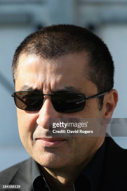 Mourad Boudjellal, the owner of Toulon Rugby looks on during the Heineken Cup Pool 2 match between Toulon and Glasgow Warriors at the Felix Mayol...