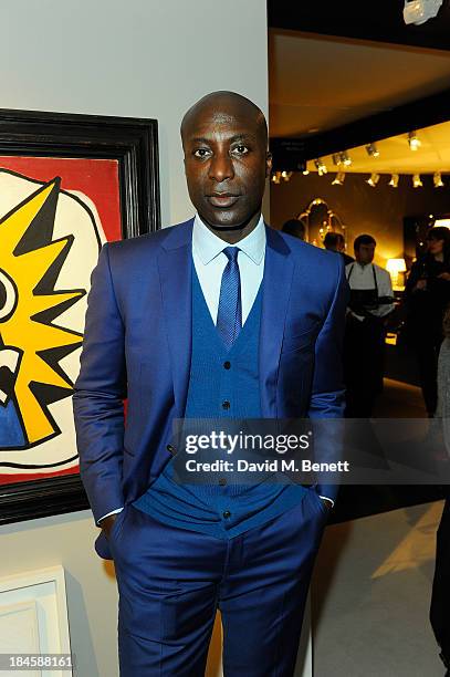 Ozwald Boateng attends the Moet Hennessy London Prize Jury Visit during the PAD London Art + Design Fair at Berkeley Square Gardens on October 14,...