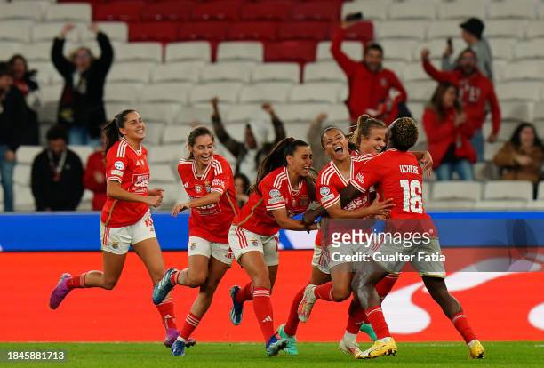 Marie Alidou of SL Benfica celebrates with teammates after scoring a goal during the Group A - UEFA Women's Champions League 2023/24 match between SL...