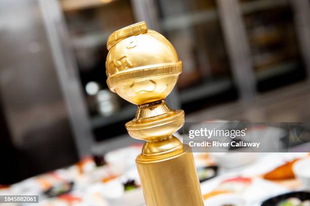 Golden Globe statue at the Golden Globe Awards Plate Up Preview held at the Beverly Hilton Hotel on December 13, 2023 in Beverly Hills, California.