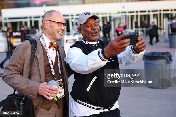 Ernie Johnson Jr. Poses for photo with fan before the game between the New Orleans Pelicans and Los Angeles Lakers as part of the 2023 NBA In-Season...