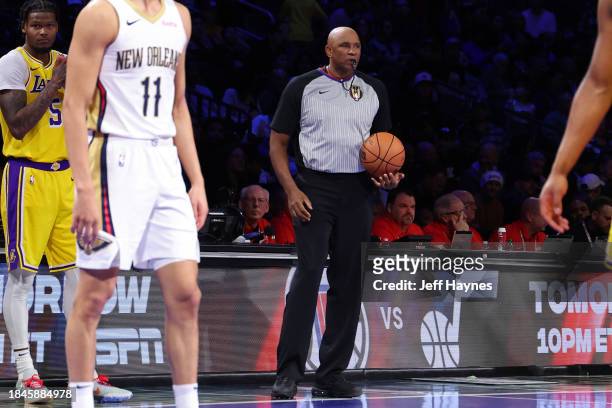 Referee Kevin Cutler looks on during the game between the New Orleans Pelicans and Los Angeles Lakers during the semifinals of the In-Season...