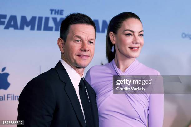 Mark Wahlberg and Michelle Monaghan at the world premiere of "The Family Plan" held at The Chelsea Theater at The Cosmopolitan on December 13, 2023...