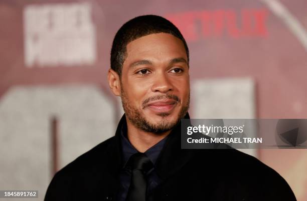 Actor Ray Fisher attends the world premiere of "Rebel Moon - Part One: A Child of Fire" at the TCL Chinese Theatre in Hollywood, California, on...