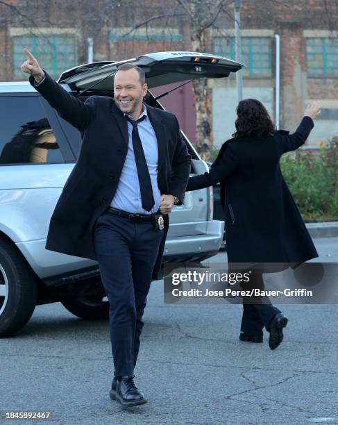 Donnie Wahlberg is seen on the set of "Blue Bloods" on December 13, 2023 in New York City.