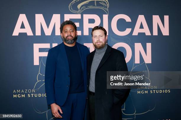 Jermaine Johnson and Nikos Karamigios attend "American Fiction" New York screening at AMC Lincoln Square Theater on December 10, 2023 in New York...