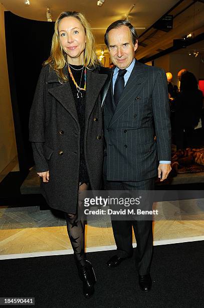 Simon and Michaela de Pury attends the Moet Hennessy London Prize Jury Visit during the PAD London Art + Design Fair at Berkeley Square Gardens on...