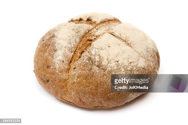 loaf of bread isolated on a white background - round loaf stock pictures, royalty-free photos & images