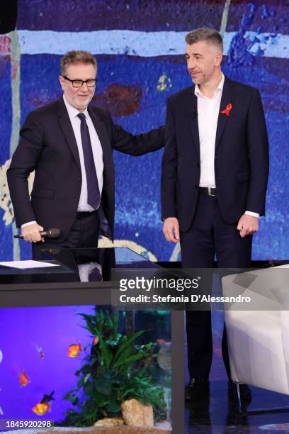 Fabio Fazio and Gino Cecchettin attend the "Che Tempo Che Fa" TV Show on December 10, 2023 in Milan, Italy.