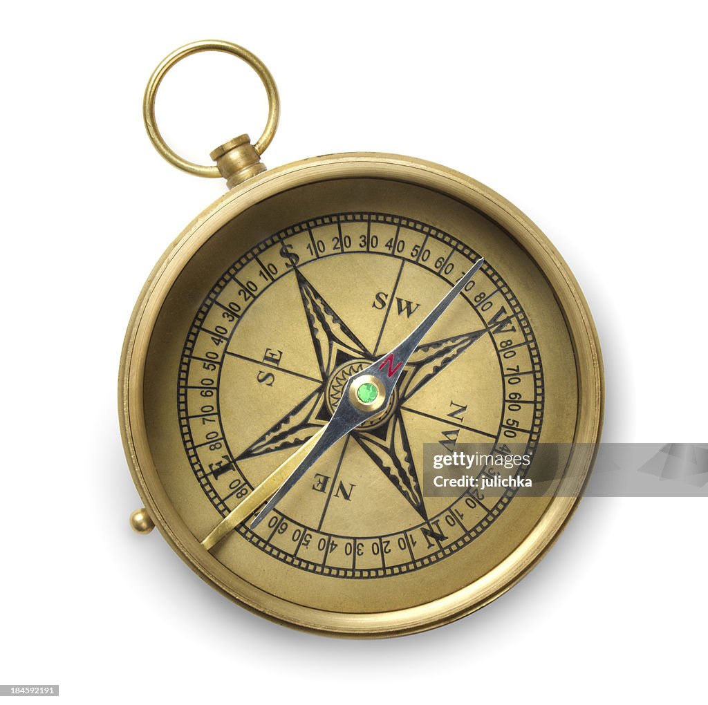 Old brass compass