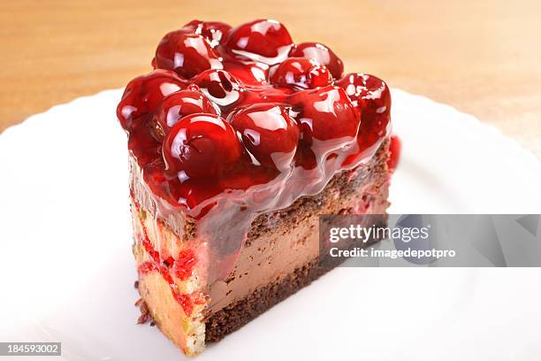 cherry cake - cherry on the cake stock pictures, royalty-free photos & images