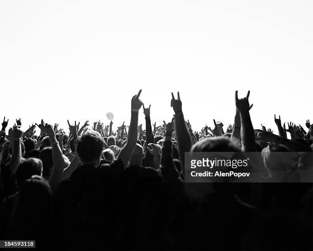 concert crowd - rockmuziek stockfoto's en -beelden