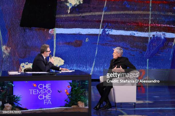 Fabio Fazio and Claudio Baglioni attend the "Che Tempo Che Fa" TV Show on December 10, 2023 in Milan, Italy.