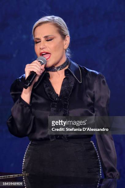 Simona Ventura attends the "Che Tempo Che Fa" TV Show on December 10, 2023 in Milan, Italy.