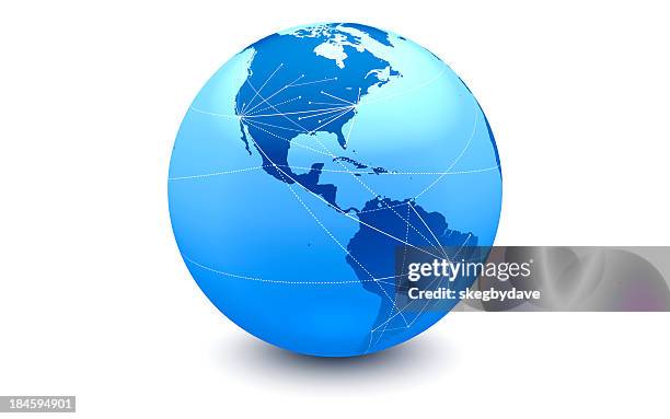 blue global connections: americas - earth north america stock pictures, royalty-free photos & images