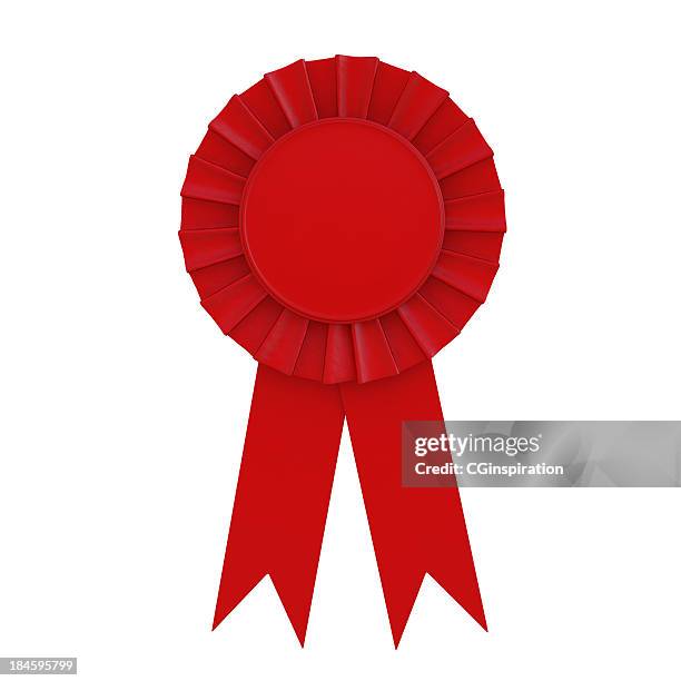 red awareness ribbon isolated on a white background - red white and blue ribbon stockfoto's en -beelden