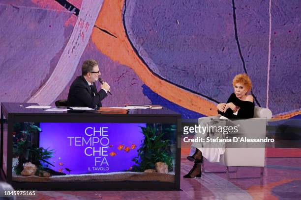 Fabio Fazio and Ornella Vanoni attend the "Che Tempo Che Fa" TV Show on December 10, 2023 in Milan, Italy.