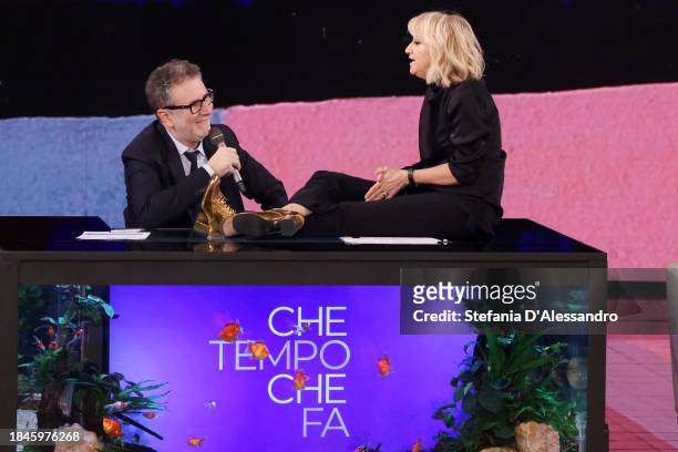 Fabio Fazio and Luciana Littizzetto attend the "Che Tempo Che Fa" TV Show on December 10, 2023 in Milan, Italy.