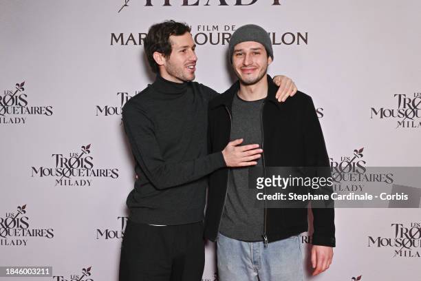 Giacomo Belmondo and Victor Belmondo attend the "Les Trois Mousquetaires : Milady" The Three Musketeers: Milady Premiere at Cinema Le Grand Rex on...