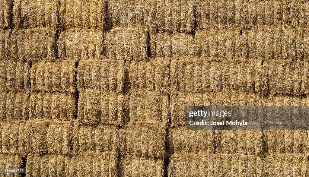 Stacked Straw Hay Bails