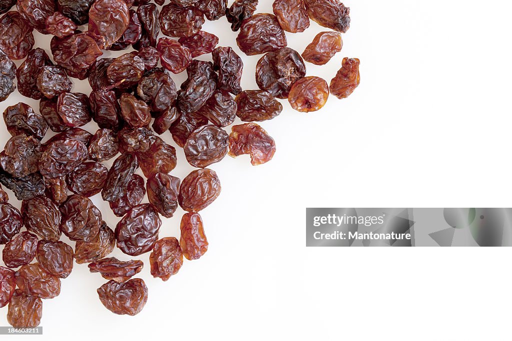 Rosinen auf weiß mit Textfreiraum