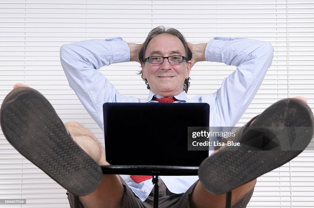 Happy Businessman Looking PC