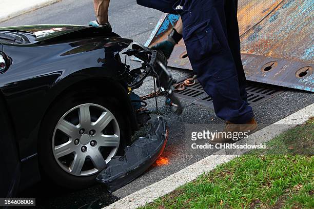 towing car - drunk driving crash stock pictures, royalty-free photos & images