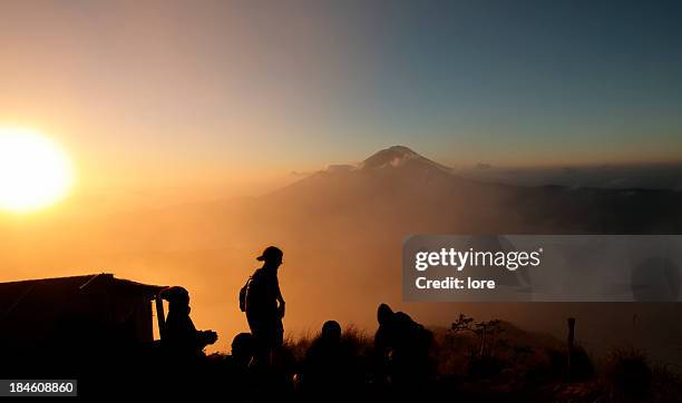 sunrise at mt batur - bali volcano stock pictures, royalty-free photos & images